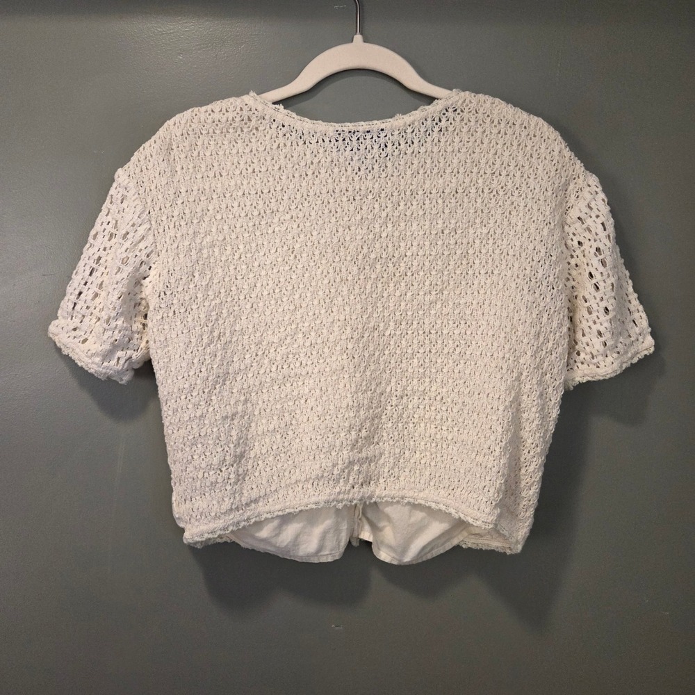 Vintage Bedford Fair Women's Crochet Floral Embroidered Top Size M Cottage Boho - Picture 2 of 13
